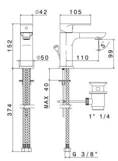 Смеситель для раковины Kerama Marazzi Piano 69310KM.21.018 латунь